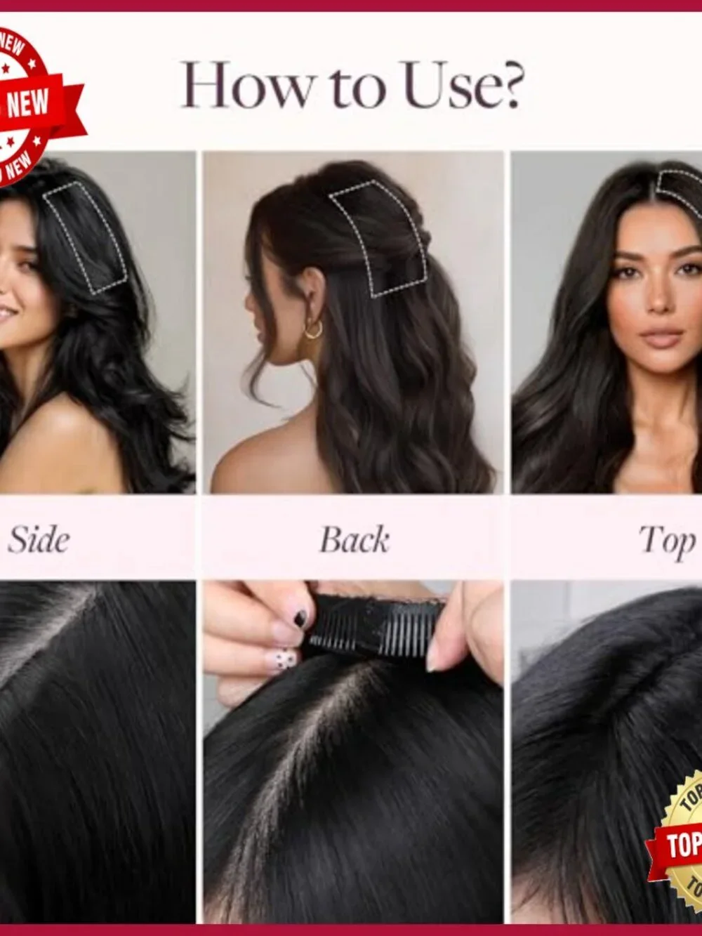 Human Hair Clip-In Extensions for Thinning Hair, 18 Inch, 4 Pieces